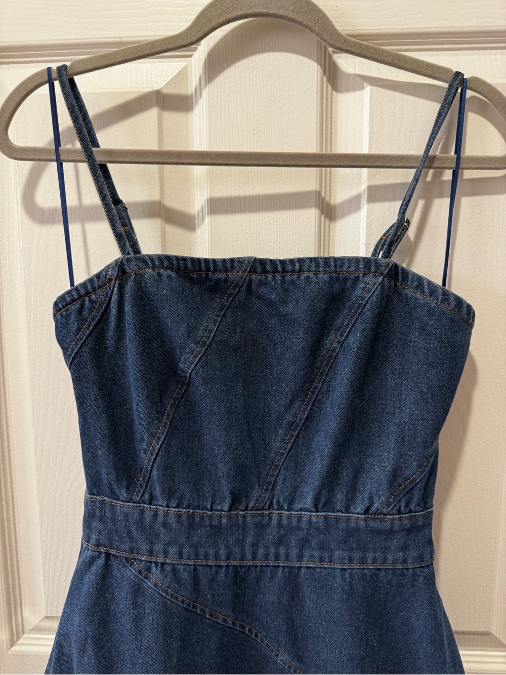 VICI Havana Dark Denim Midi Sundress with Spaghetti Straps Sz M - Picture 5 of 10